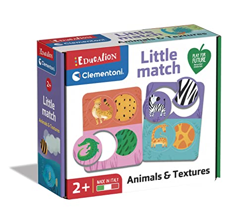 Clementoni 16719 Puzzle Animales y texturas Little Match Bildung Tiere und Fälschung-12 Mini Lernspiel für Kinder 2 Jahre-Handgefertigt aus 100% recycelten Materialien-Made in Italy, Mehrfarbig, M von Clementoni