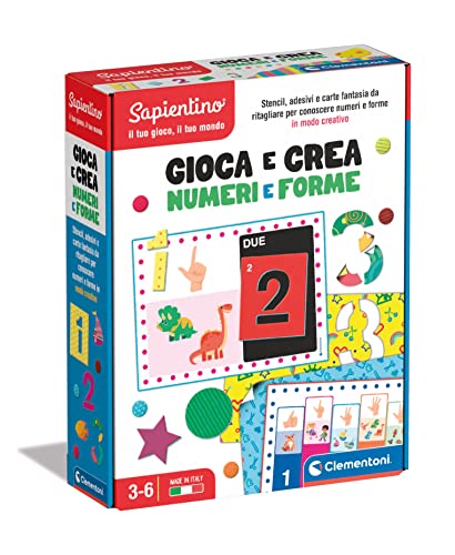 Clementoni 16727 Sapientino-Play and Create Schablonen und Figuren Puzzles zum Wählen, Lernspiel zum Zahlen lernen, Kinder 3-6 Jahre, Made in Italy, Mehrfarbig, Medio von Clementoni