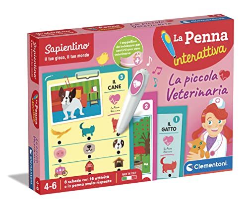 Clementoni 16764 Tiere Sapientino – Die kleine Tierärztin – Quiz, Aktivitätskarten und interaktiver Sprechender Stift, Lernspiel 4 Jahre – Made in Italy, Italienisch von Clementoni