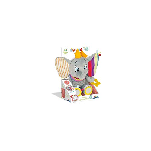 Clementoni Disney Baby Dumbo Erste Aktivitäten Plüschtier - Kuscheliges Lernspielzeug, Spielzeug für Sensorik & Tastsinn, für Babys ab 6 Monaten, 17297 von Clementoni