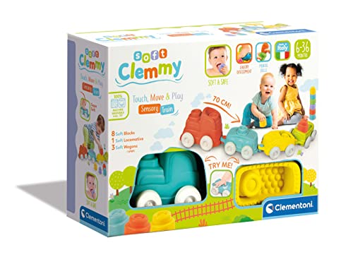 Clementoni Soft Clemmy Sensorischer Zug - Mit weichen Bausteinen & Lokomotive für Babys & Kleinkinder ab 6 Monaten - Sensorik Spielzeug mit Bauklötzen 17424 von Clementoni