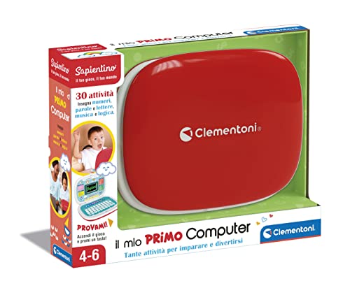 Clementoni Sapientino – Mein erster Laptop – interaktiver Lerncomputer (italienische Version), 30 Aktivitäten, für Kinder ab 4 Jahren – 17679 von Clementoni