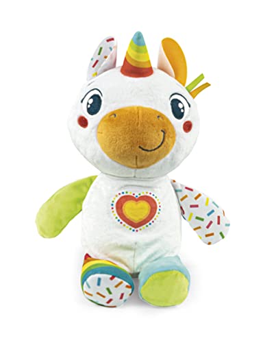 Clementoni Baby Laila Mein Einhorn, interaktives und lehrreiches Plüschtier, Kinder ab 6 Monaten, stimuliert die Entwicklung Multisensorik und Sprache, maschinenwaschbar, italienische Sprache, Made in von Clementoni