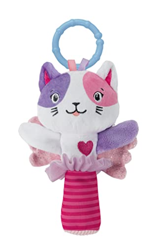 Clementoni - 17784 - Lovely Cat Rattle - Rassel für Neugeborene, weiches Plüsch, Babyspielzeug, Kinderwagenspiel, stärkt die motorischen und sensorischen Fähigkeiten, 100% maschinenwaschbar von Clementoni