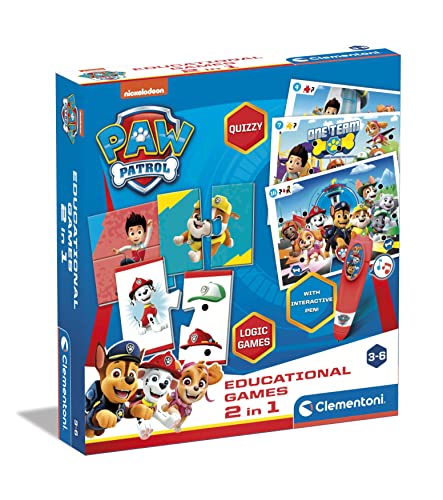 Clementoni 18284 Educational Games-2 in 1 Paw Patrol-Lernspiele 3 Jahren (Italienisch, Englisch, Französisch, Deutsch, Spanisch, Niederländisch, Polnisch), Made In Italy Amazon Exclusive von Clementoni