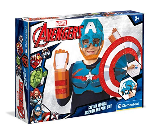 Clementoni 18610 Kreativspiele – Captain America Maske, farbenfrohes Bastelset, Kinderkostüm im Marvel Superhelden Stil mit Zubehör aus Pappe, für Kinder ab 5 Jahren von Clementoni