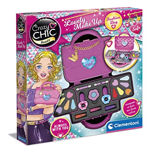 Clementoni - 18743 - Crazy Chic - Make Up Bag - Kosmetiktasche für Mädchen, Schatulle mit waschbaren Make-ups, Kosmetik-Set für Kinder 6 Jahre, Handtasche mit Make-up von Clementoni