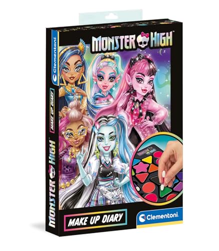 Clementoni Monster High Diary Kosmetikset - Kosmetik-Set sicher und hypoallergen - Lippenstift und Lidschatten mit Wasser waschbar - Make-up für Mädchen ab 6 Jahre 18801 von Clementoni