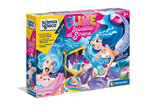 Clementoni 19233 Mermaid Glitter Slime Wissenschaftsspiel 8 Jahre, Schleimexperimente Labor, Schleimfabrik, Schleim-Kit, italienische Version, Mehrfarbig von Clementoni