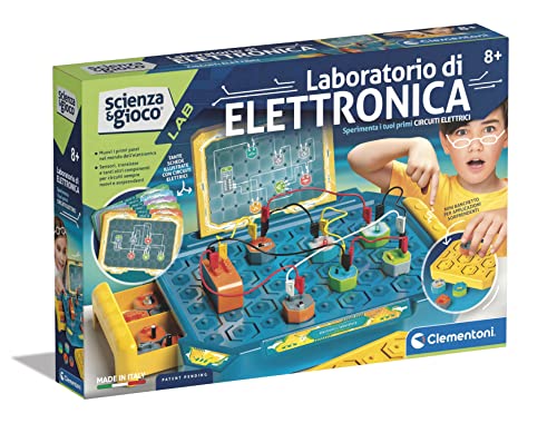 Clementoni - 19249 - Wissenschaft und Spiel Lab - Das Labor für Elektronik, elektronische Schaltung für Kinder, Experimentier-Set Wissenschaft, wissenschaftliches Labor 8 Jahre, Handbuch auf von Clementoni