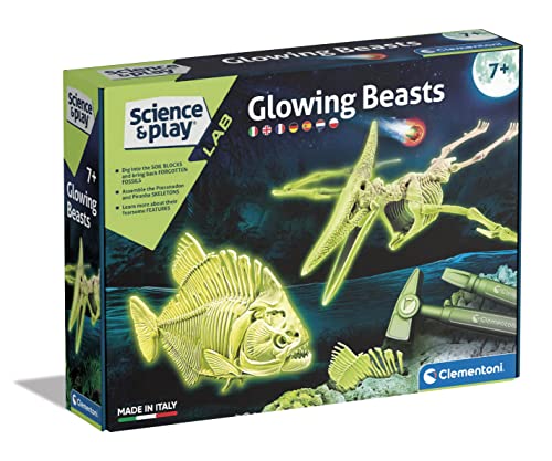 Clementoni - 19311 - Science&Play - Glowing Beasts - Experimente Kinder 7 Jahren (Italienisch, Englisch, Französisch, Deutsch, Spanisch, Niederländisch, Polnisch) Amazon Exclusive von Clementoni