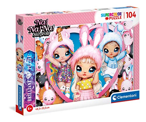 Clementoni 20185 Supercolor Brilliant NA Surprise-Puzzle 104 Teile Ab 6 Jahren, buntes Kinderpuzzle mit besonderer Leuchtkraft & Farbintensität, Geschicklichkeitsspiel für Kinder, Mehrfarbig, One size von Clementoni