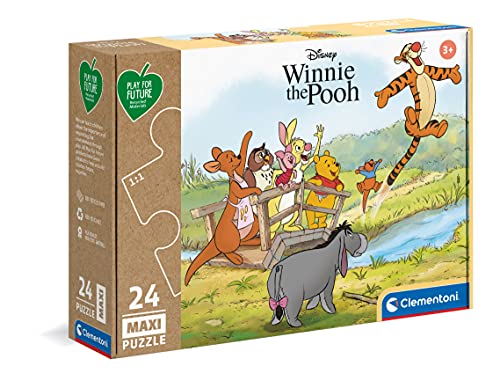 Clementoni 20259 Maxi Play for Future Winnie the Pooh – Puzzle 24 Teile ab 3 Jahren, Kinderpuzzle aus recyceltem & recycelbarem Material, Denkspiel für Kinder von Clementoni