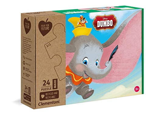 Clementoni 20261 Maxi Play for Future Dumbo – Puzzle 24 Teile ab 3 Jahren, Kinderpuzzle aus recyceltem & recycelbarem Material, Denkspiel für Kinder von Clementoni