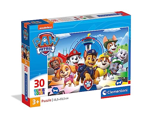 Clementoni 20263 Supercolor Paw Patrol – Puzzle 30 Teile ab 3 Jahren, buntes Kinderpuzzle mit besonderer Leuchtkraft & Farbintensität, Geschicklichkeitsspiel für Kinder, Mehrfarbig, One Size von Clementoni