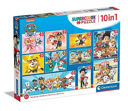 Clementoni - 20270 - Supercolor Puzzle 10 In 1 Paw Patrol - Kinderpuzzle 10 in 1 (3x18, 4x30, 2x48 und 1x60 Teilen) - Puzzle Für Kinder Ab 4 Jahren, Made In Italy von Clementoni