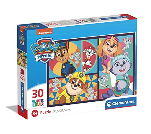 Clementoni - 20275 - Supercolor Puzzle - Paw Patrol - Puzzle 30 Teile Ab 3 Jahren, Buntes Kinderpuzzle Mit Besonderer Leuchtkraft & Farbintensität, Geschicklichkeitsspiel Für Kinder von Clementoni