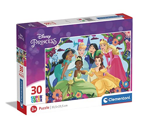 Clementoni - 20276 - Supercolor Puzzle - Disney Princess - Puzzle 30 Teile Ab 3 Jahren, Buntes Kinderpuzzle Mit Besonderer Leuchtkraft & Farbintensität, Geschicklichkeitsspiel Für Kinder von Clementoni