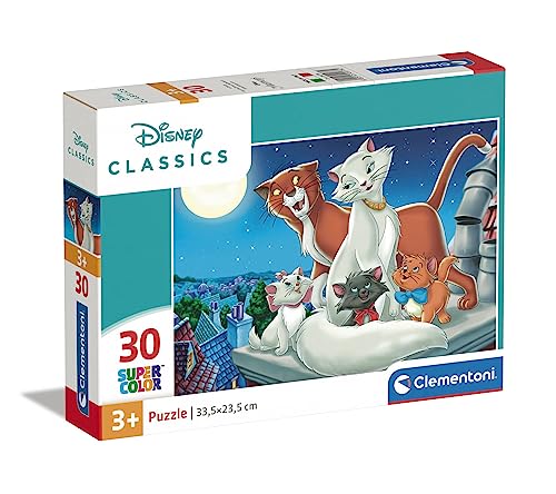 Clementoni - 20278 - Supercolor Puzzle - Disney Classics - Puzzle 30 Teile Ab 3 Jahren, Buntes Kinderpuzzle Mit Besonderer Leuchtkraft & Farbintensität, Geschicklichkeitsspiel Für Kinder von Clementoni