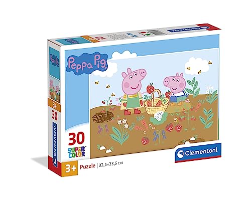 Clementoni - 20280 - Supercolor Puzzle - Peppa Pig - Puzzle 30 Teile Ab 3 Jahren, Buntes Kinderpuzzle Mit Besonderer Leuchtkraft & Farbintensität, Geschicklichkeitsspiel Für Kinder von Clementoni