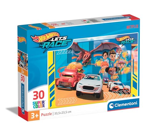 Clementoni 20284 Supercolor Hot Wheels – 30 Teile Kinder 3 Jahre, Cartoon-Puzzle – Made in Italy, Mehrfarbig von Clementoni