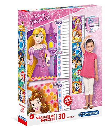 Clementoni 20328 Measure Me Princess – Puzzle 30 Teile ab 3 Jahren, großes Kinderpuzzle zum Zusammenkleben (inkl. Kleber & Spatel), als Messlatte zum Aufhängen, Denkspiel für Kinder von Clementoni