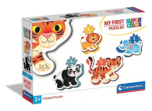 Clementoni 20810 Supercolor Wildtiere – Puzzle 2 + 3 + 4 + 5 Teile ab 2 Jahren, buntes Kinderpuzzle mit besonderer Leuchtkraft & Farbintensität, Geschicklichkeitsspiel für Kinder von Clementoni