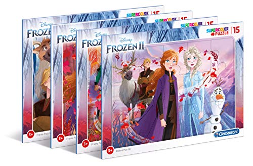 Clementoni 22235 Rahmenpuzzle Frozen 2 – Puzzle 15 Teile ab 3 Jahren, buntes Kinderpuzzle mit Rahmen und großen Puzzleteilen, Geschicklichkeitsspiel für Kinder von Clementoni