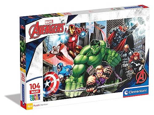 Clementoni 23688 Maxi Avengers Assemble – Puzzle 104 Teile ab 4 Jahren, farbenfrohes Kinderpuzzle mit extra großen Puzzleteilen, Geschicklichkeitsspiel für Kinder Clementoni 23688 Maxi Avengers Assemble – Puzzle 104 Teile ab 4 Jahren, farbenfrohes Kinderpuzzle mit extra großen Puzzleteilen, Geschicklichkeitsspiel für Kinder von Clementoni