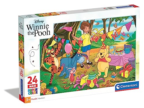 Clementoni 24201 Maxi Winnie The Pooh – Puzzle 24 Teile ab 3 Jahren, farbenfrohes Kinderpuzzle mit extra großen Puzzleteilen, Geschicklichkeitsspiel für Kinder von Clementoni