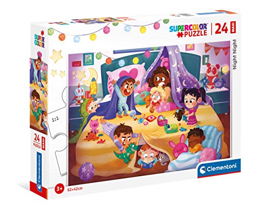 Clementoni 24213 Maxi Gute Nacht – Puzzle 24 Teile ab 3 Jahren, farbenfrohes Kinderpuzzle mit extra großen Puzzleteilen, Geschicklichkeitsspiel für Kinder von Clementoni