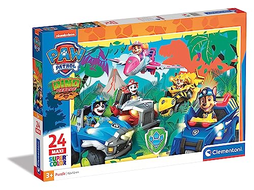 Clementoni - 24235 - Supercolor Puzzle Paw Patrol - 24 Maxi-Teile Ab 3 Jahren, buntes Kinderpuzzle mit besonderer Leuchtkraft & Farbintensität, Geschicklichkeitsspiel für Kinder von Clementoni