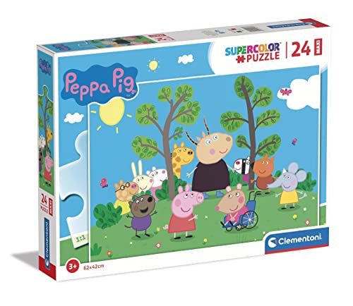 Clementoni - 24237 - Supercolor Puzzle - Peppa Pig - Puzzle 24 Maxi Teile Ab 3 Jahren, Buntes Kinderpuzzle Mit Besonderer Leuchtkraft & Farbintensität, Geschicklichkeitsspiel Für Kinder von Clementoni