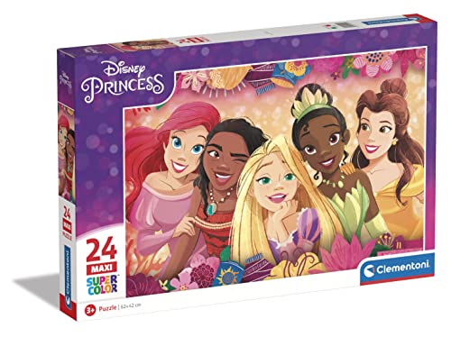 Clementoni - 24241 - Supercolor Puzzle - Disney Princess - Puzzle 24 Maxi Teile Ab 3 Jahren, Buntes Kinderpuzzle Mit Besonderer Leuchtkraft & Farbintensität, Geschicklichkeitsspiel Für Kinder von Clementoni