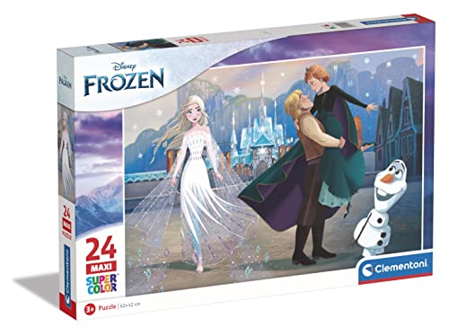 Clementoni - 24242 - Supercolor Puzzle - Disney Frozen - Puzzle 24 Maxi Teile Ab 3 Jahren, Buntes Kinderpuzzle Mit Besonderer Leuchtkraft & Farbintensität, Geschicklichkeitsspiel Für Kinder von Clementoni