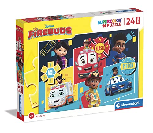 Clementoni - 24244 - Supercolor Puzzle - Firebuds - Puzzle 24 Maxi Teile Ab 3 Jahren, Buntes Kinderpuzzle Mit Besonderer Leuchtkraft & Farbintensität, Geschicklichkeitsspiel Für Kinder von Clementoni