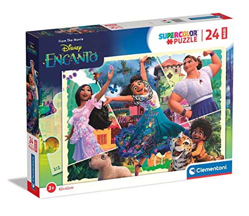 Clementoni - 24246 - Supercolor Puzzle - Disney Encanto - Puzzle 24 Maxi Teile Ab 3 Jahren, Buntes Kinderpuzzle Mit Besonderer Leuchtkraft & Farbintensität, Geschicklichkeitsspiel Für Kinder von Clementoni