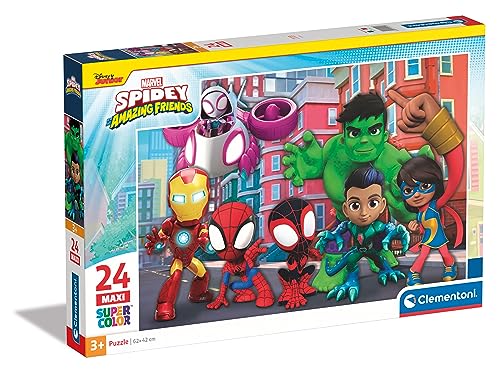 Clementoni - 24249 - Supercolor Puzzle - Marvel Spidey and His Amazing Friends - Puzzle 24 Maxi-Teile Ab 3 Jahren, Buntes Kinderpuzzle Mit Besonderer Leuchtkraft & Farbintensität von Clementoni