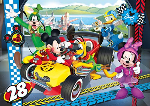 Clementoni 24481 Maxi Mickey and the Roadster Racers – Puzzle 24 Teile ab 3 Jahren, farbenfrohes Kinderpuzzle mit extra großen Puzzleteilen, Geschicklichkeitsspiel für Kinder von Clementoni