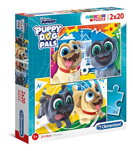 Clementoni 24767 Supercolor Welpen-Freunde – Puzzle 2 x 20 Teile ab 3 Jahren, buntes Kinderpuzzle mit besonderer Leuchtkraft & Farbintensität, Geschicklichkeitsspiel für Kinder von Clementoni