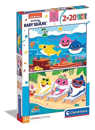 Clementoni 24777 Supercolor Baby Shark – Puzzle 2 x 20 Teile ab 3 Jahren, buntes Kinderpuzzle mit besonderer Leuchtkraft & Farbintensität, Geschicklichkeitsspiel für Kinder Clementoni 24777 Supercolor Baby Shark – Puzzle 2 x 20 Teile ab 3 Jahren, buntes Kinderpuzzle mit besonderer Leuchtkraft & Farbintensität, Geschicklichkeitsspiel für Kinder von Clementoni