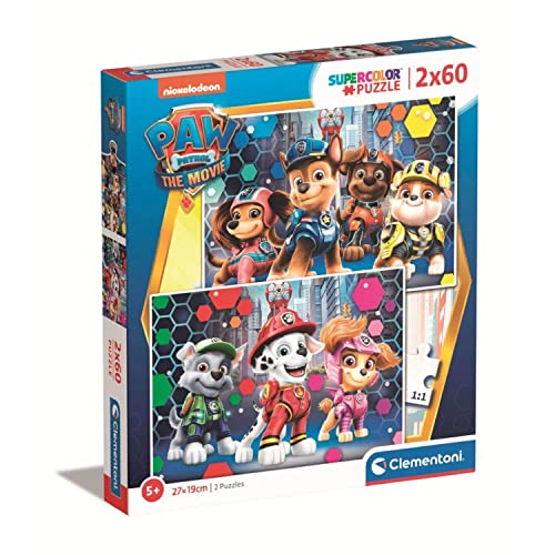 Clementoni 24787 Peppa Wutz Supercolor Paw Patrol The Movie – 2 x 60 Teile – Puzzle für Kinder ab 5 Jahren – Hergestellt in Italien, Cartoon', Mehrfarbig, One Size von Clementoni