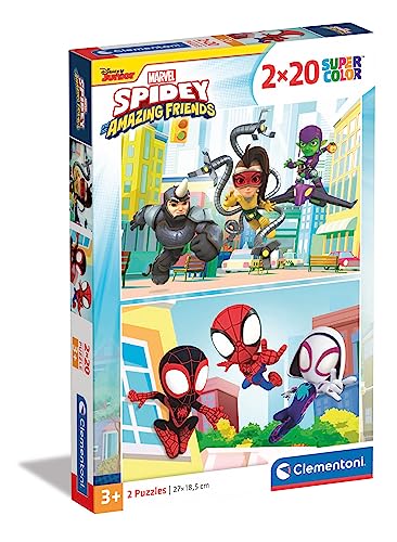 Clementoni - 24794 - Supercolor Puzzle Marvel Spidey and His Amazing Friends - 2 Puzzle Mit 20 Teile - Puzzle Für Kinder Ab 3 Jahren, Made In Italy von Clementoni