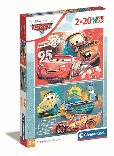 Clementoni Disney Cars Kinder Puzzle 2 x 20 Teile - Disney Puzzle 27 x 19 cm für Kinder ab 3 Jahre - Geschicklichkeitsspiel von Clementoni 24808 von Clementoni