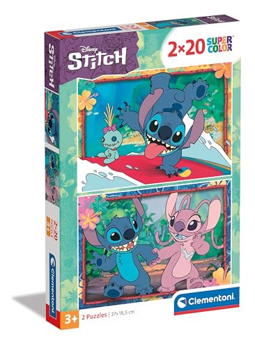 Clementoni Stitch Kinder Puzzle 2 x 20 Teile - Stitch Puzzle 27 x 19 cm für Kinder ab 3 Jahre - Geschicklichkeitsspiel von Clementoni 24809 von Clementoni