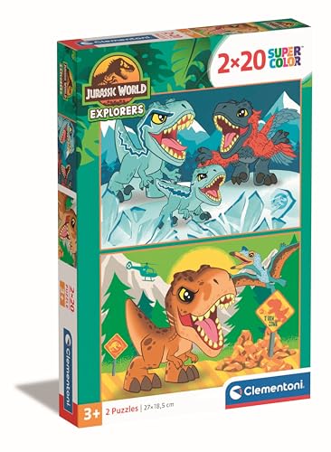 Clementoni 24810 Jurassic World 2 x 20 Teile, Puzzle für Kinder, Hergestellt in Italien-24810, Multicolor von Clementoni