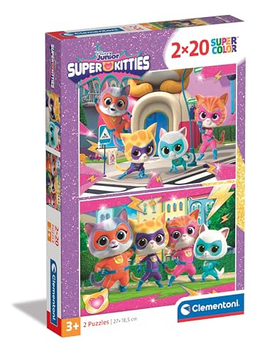 Clementoni 24811 SuperKitties Disney Kitties, Supercolor 2 x 20 Teile, Puzzle für Kinder, Hergestellt in Italien-24811, Multicolor von Clementoni