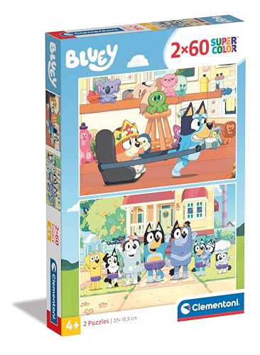 Clementoni Bluey Kinder Puzzle 2 x 60 Teile - Puzzle 27 x 19 cm für Kinder ab 4 Jahre - Geschicklichkeitsspiel von Clementoni 24813 von Clementoni