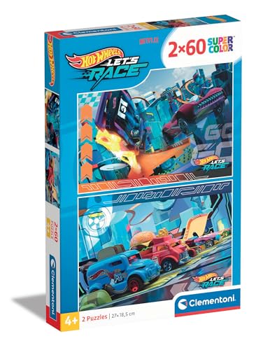 Clementoni Hotwheels Kinder Puzzle 2 x 60 Teile - Hotwheels Puzzle 27 x 19 cm für Kinder ab 4 Jahre - Geschicklichkeitsspiel von Clementoni 24816 von Clementoni