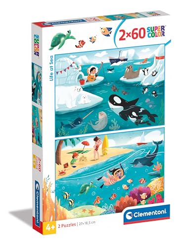 Clementoni 24817 Life at Sea, 2 x 60 Teile, Puzzle für Kinder, Hergestellt in Italien-24817, Multicolor von Clementoni